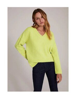 Favorite Daughter The William Sweater / Medium / Citron V-Neck Wool Cashmere